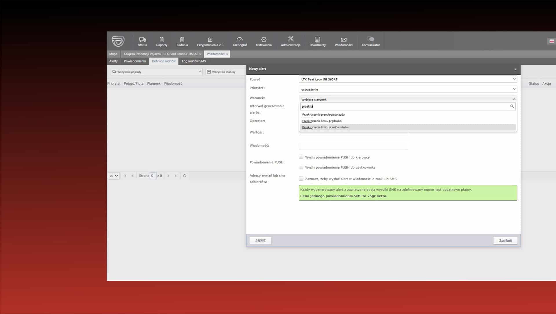 TEKSON GPS - Alerty powiadomienia