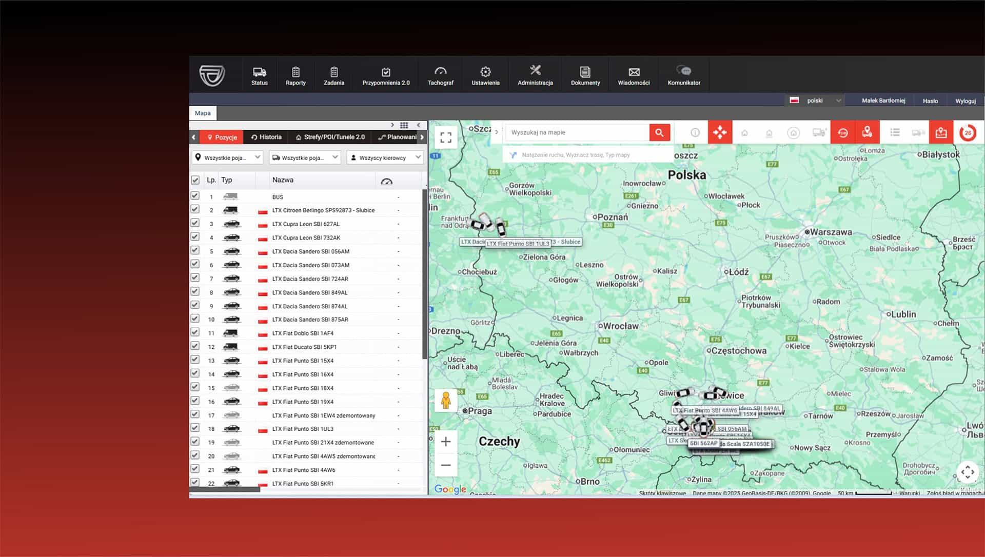 TEKSON GPS - Mapa widok główny