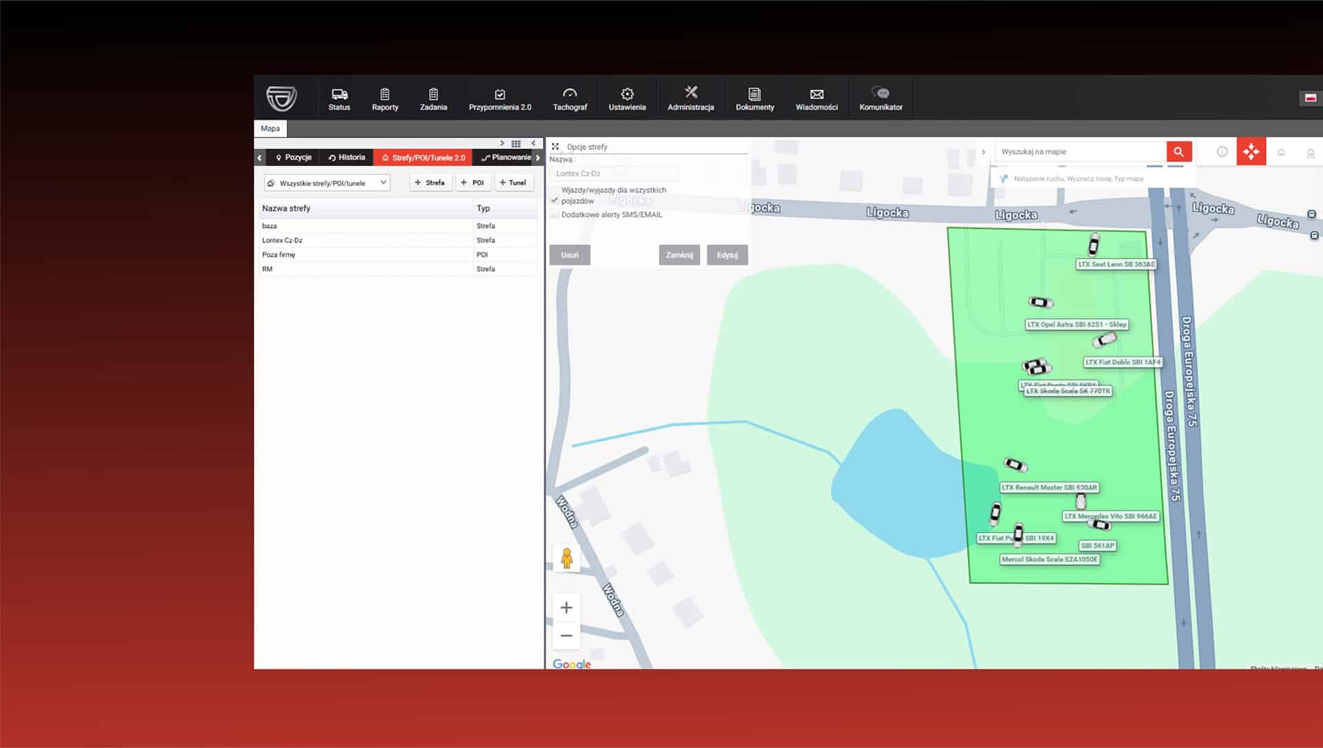 TEKSON GPS - Możliwość strefy
